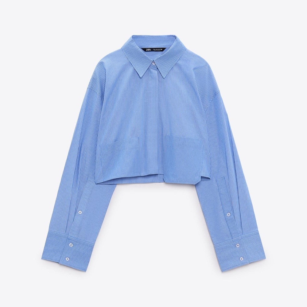 Zara Light Blue Cropped Shirt